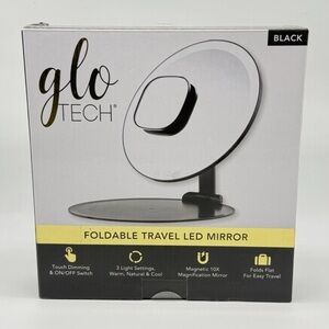 Black Foldable LED Mirror | GLO Tech